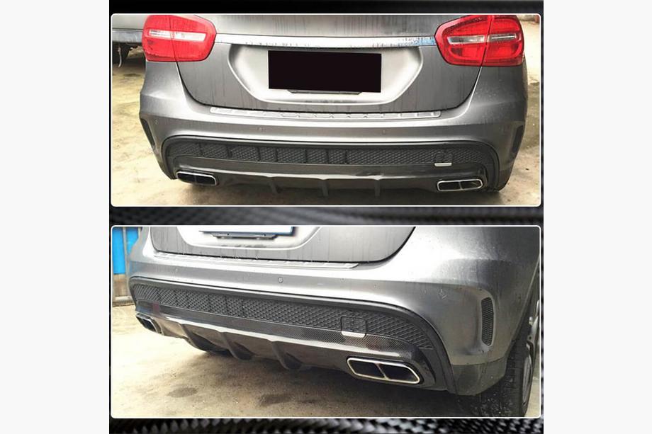 Mercedes GLA X156 2014–2019 Achterbumper diffuser (voor GLA45 AMG, carbon) Foto 4