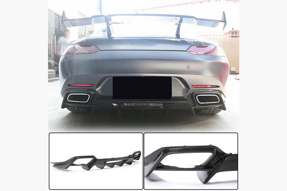 Mercedes AMG GT C190/R190 2014–2022 Achterbumper diffuser (voor 2015-2017, carbon) Image