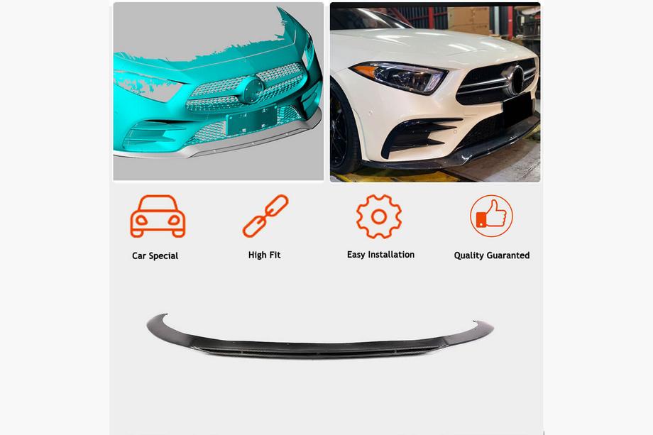 Mercedes CLS C257 2018– Carbon frontbumper lip (voor AMG/AMG-Line 2018-2020) Foto 2