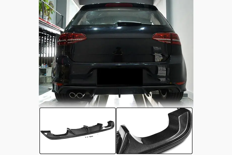 Volkswagen Golf 7/E-Golf 2012–2020 Achterbumper diffuser (voor R/R-Line HB 2012-2017, carbon) Image