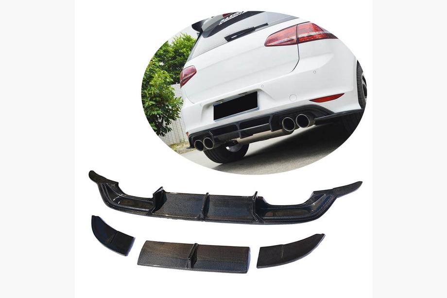 Volkswagen Golf 7/E-Golf 2012–2020 Achterbumper diffuser (voor R-Line HB 2012-2017, carbon) Image