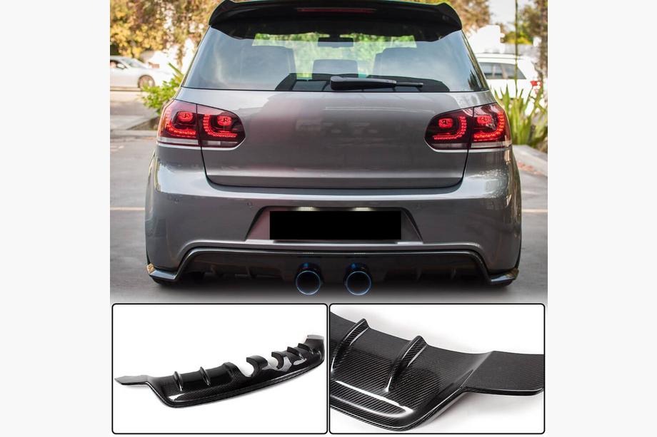 Volkswagen Golf 6 2008–2014 Achterbumper diffuser V1 (voor R/R20 HB 2010-2013, carbon) Foto 1