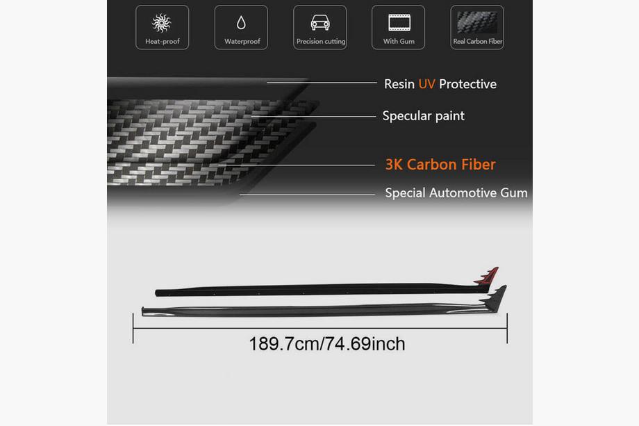 Volkswagen Golf 8 2019– Sideskirts (voor GTI / R-Line HB, carbon) Foto 4