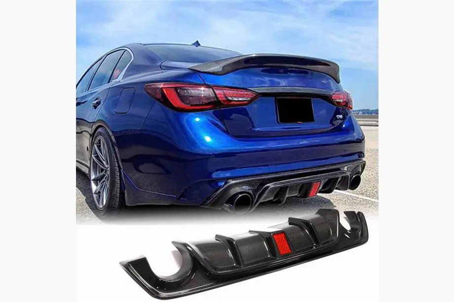 Infiniti Q50/Q60 2013–2024 Achterbumperdiffuser V3 (voor Q50 Base/Sport 2018-2023, carbon) Image