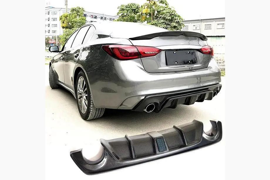 Infiniti Q50/Q60 2013–2024 V4 achterbumper diffuser (voor Q50 Base/Sport 2018-2023, carbon) Image