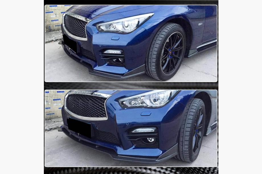 Infiniti Q50/Q60 2013–2024 Carbon front bumper lip Lip V2 (voor Q50 Sport 2014-2017, Carbon) Foto 3