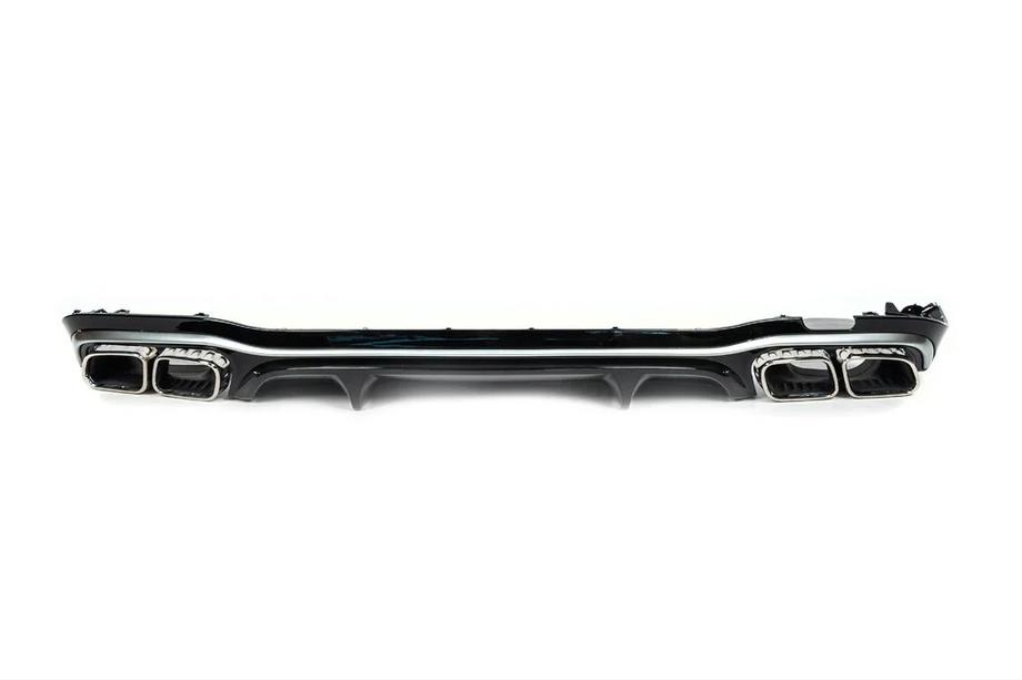 Mercedes E-class W213 2016–2023 Achterdiffuser met uitlaatsierstukken E63-Desgin Silver (voor AMG/AMG-Line 2020-2024) Image