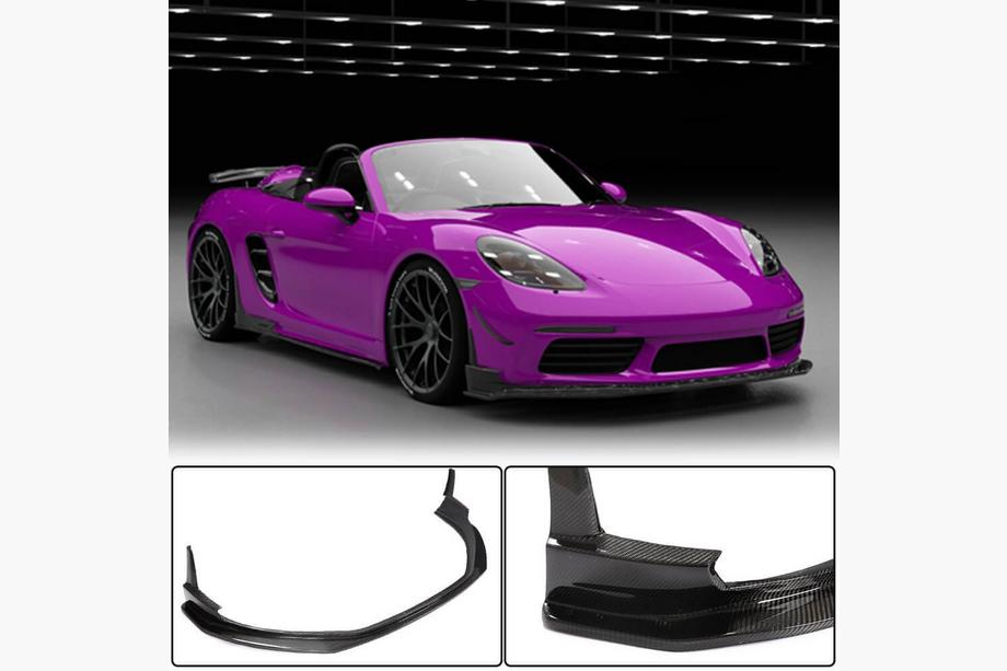 Porsche Boxster/Cayman 982 (718) 2016– Frontlip voor voorbumper Lip V1 (2016-2019, carbon) Foto 1