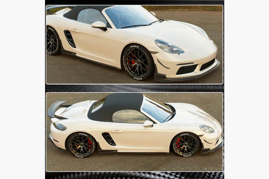 Porsche Boxster/Cayman 982 (718) 2016– Frontlip voor voorbumper Lip V1 (2016-2019, carbon) Foto 3