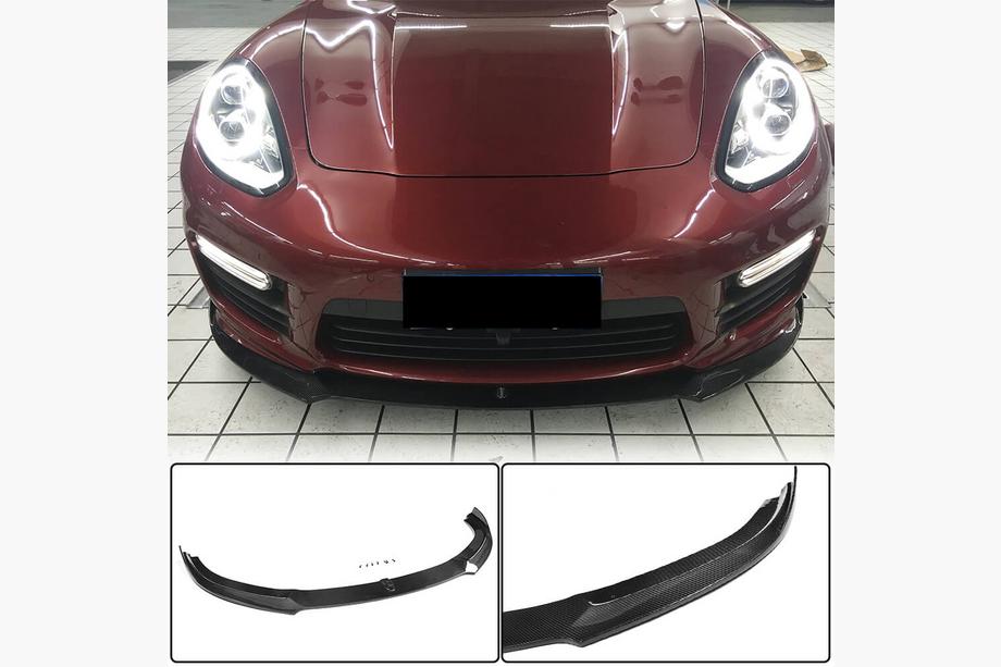 Porsche Panamera 2009–2016 Carbon frontbumper lip Lip V1 (voor Turbo/Turbo S/GTS) Foto 1