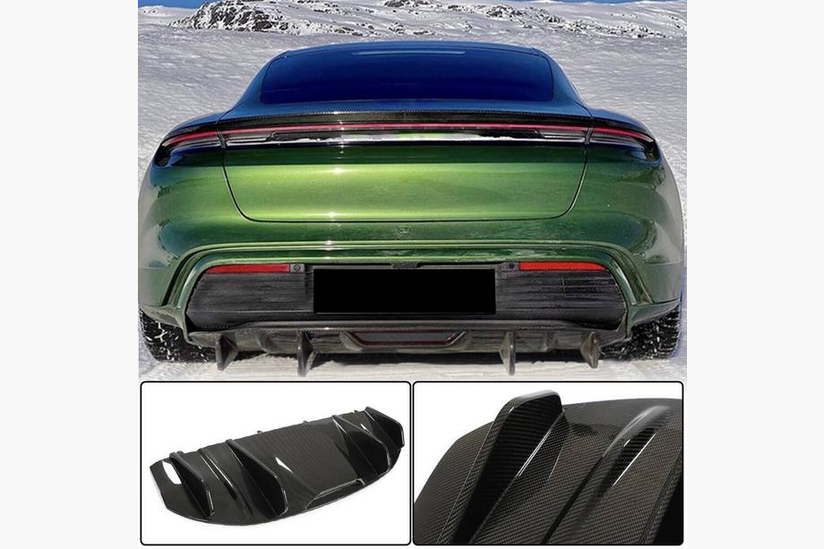 Porsche Taycan 2019– Achterbumper diffuser (voor 2019-2024 Base SD, carbon) Foto 1