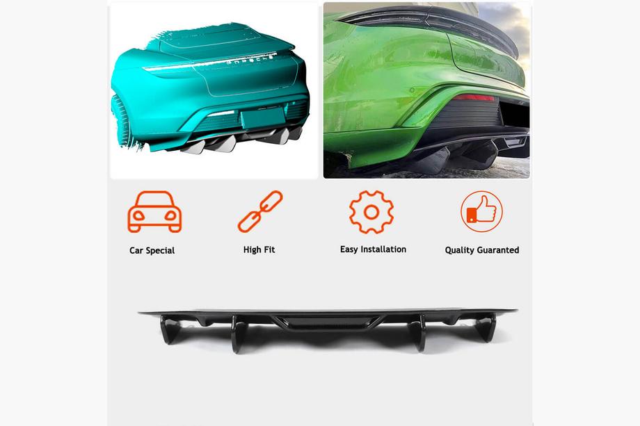 Porsche Taycan 2019– Achterbumper diffuser (voor 2019-2024 Base SD, carbon) Foto 2