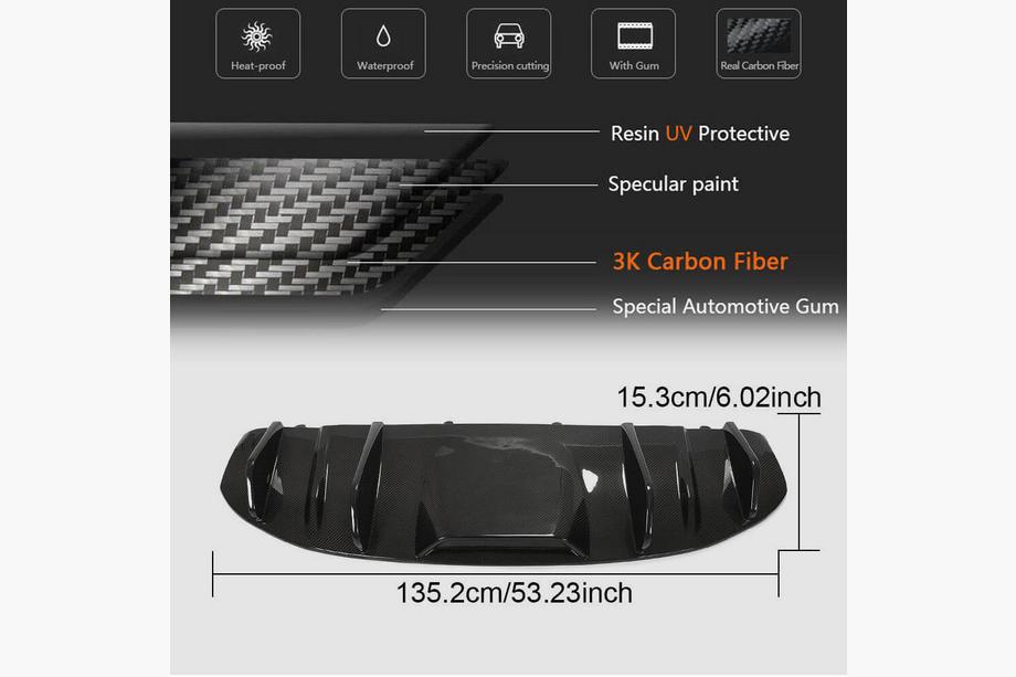 Porsche Taycan 2019– Achterbumper diffuser (voor 2019-2024 Base SD, carbon) Foto 6