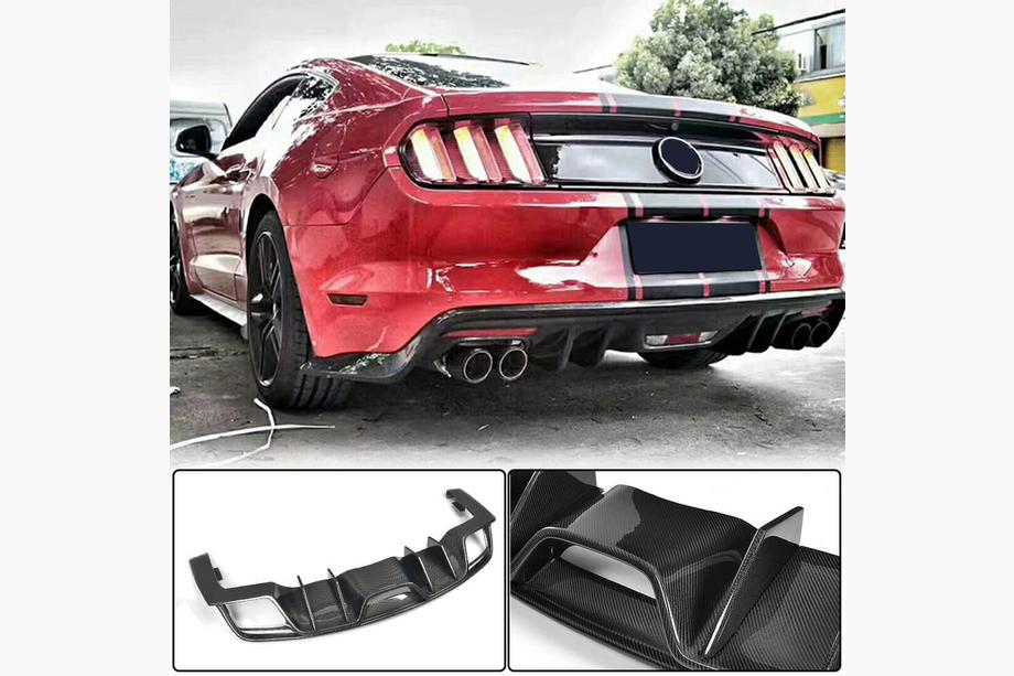 Ford Mustang 2015–2023 Achterbumper diffuser V1 (2015-2017, Carbon) Image