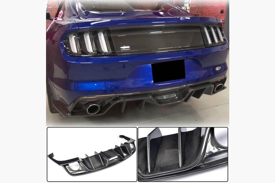 Ford Mustang 2015–2023 Achterbumper diffuser V2 (2015-2017, Carbon) Image