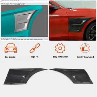 Carbon covers voor voorspatborden Ford Mustang 2015–2023 foto 2