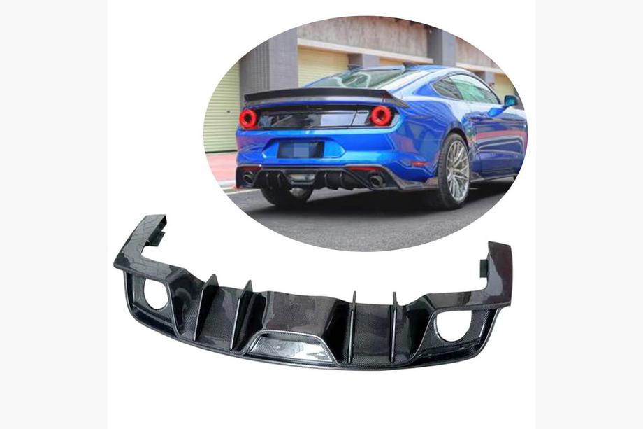 Ford Mustang 2015–2023 Achterbumper diffuser V1 (2018-2021, Carbon) Image
