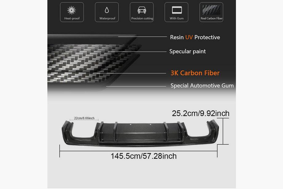 Dodge Challenger 2008–2023 Achterbumper diffuser (2015-2023, carbon) Foto 5