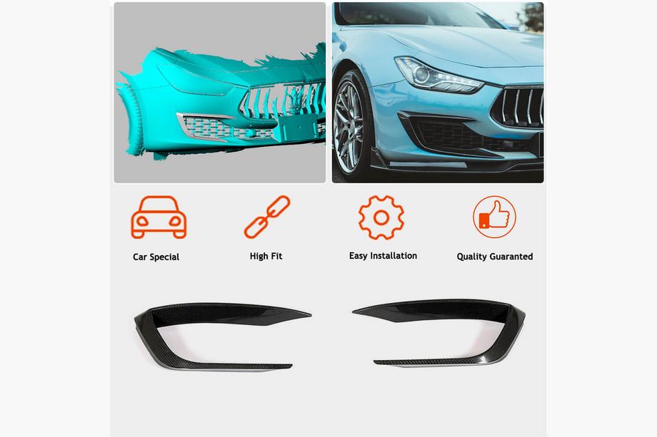 Maserati Ghibli 2013–2023 Voorbumper sierlijsten (voor Base 2018-2020, carbon) Foto 2
