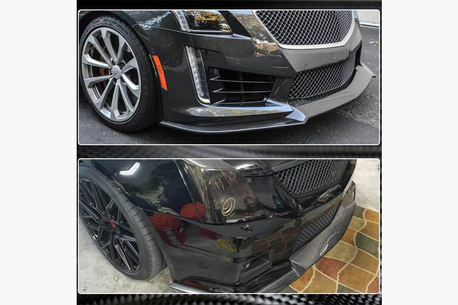 Cadillac CTS 2013–2019 Voorbumper lip Lip V2 (voor CTS V Sedan 2016-2019, carbon) Foto 4