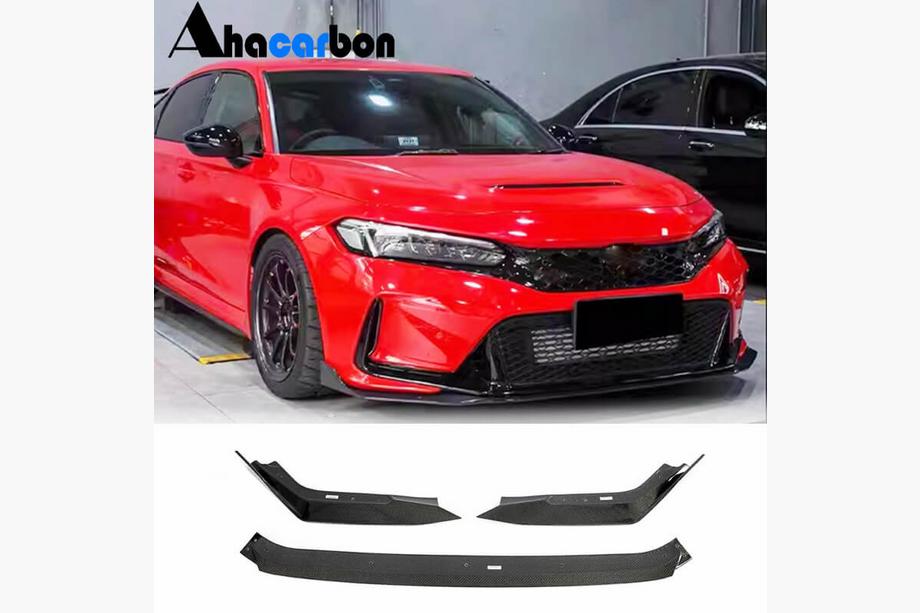 Honda Civic HB 2021– Voorbumper lip Lip V2 (carbon) Foto 1