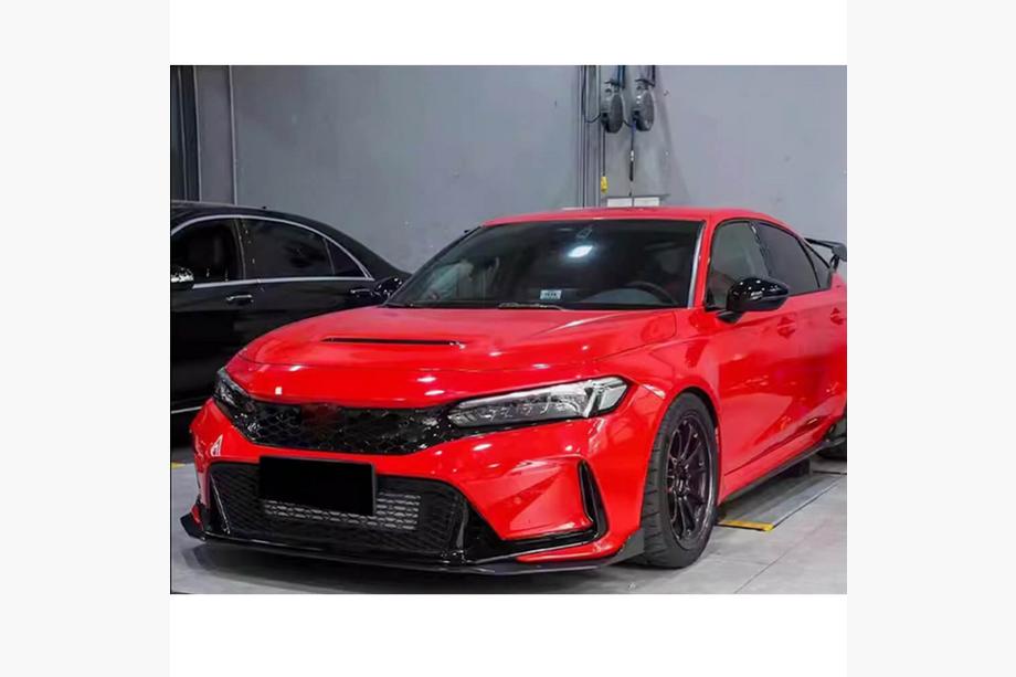 Honda Civic HB 2021– Voorbumper lip Lip V2 (carbon) Foto 2