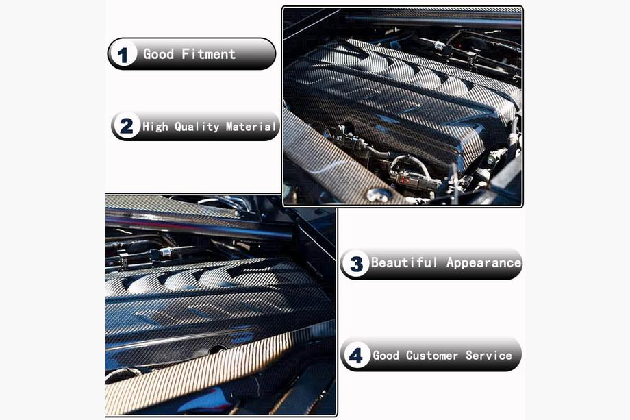Chevrolet Corvette C8 2019– Motorafdekking (2019-2022, Carbon) Foto 3