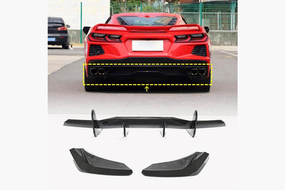 Chevrolet Corvette C8 2019– Achterbumper diffuser V1 (2019-2022, Carbon) Image