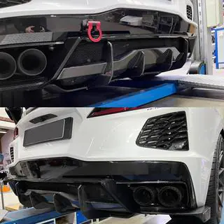 Achterbumper diffuser V2 (2019-2022, Carbon) Chevrolet Corvette C8 2019– foto 3