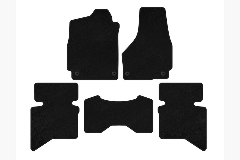 Dodge RAM (DS/DJ/D2) 2009–2024 Deluxe textiele mattenset (2009+, 5-zits/4-zits cabine, zwart) Image