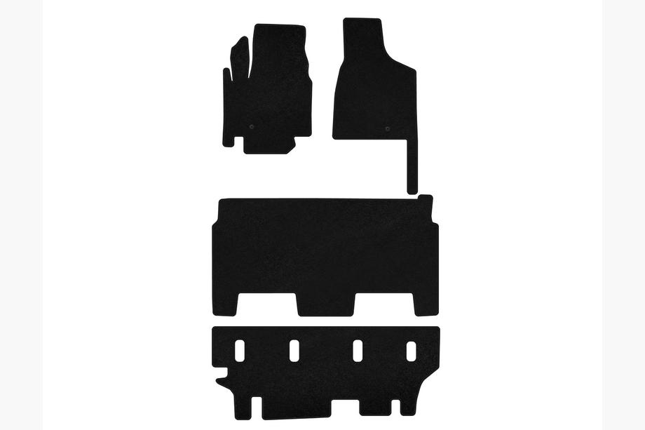 Dodge Grand Caravan V 2008–2020 Deluxe textiel automatten (2008-2020, 3 rijen, 8-persoons/SXT-uitvoering, zwart) Image