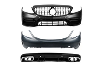 Mercedes C-klasse W205 2014–2021 Bodykit met volledige achterbumper (AMG C63-designs 2018-2021) foto 1