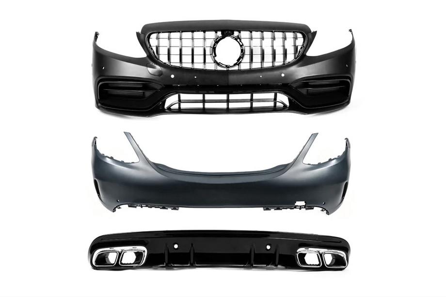 Mercedes C-klasse W205 2014–2021 Bodykit met volledige achterbumper (AMG C63-designs 2018-2021) Image
