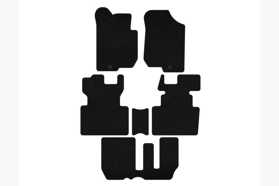 Kia Carens 1999–2012 Premium textielen automatten (2006-2012, 3 rijen, 7-zits, zwart) Image