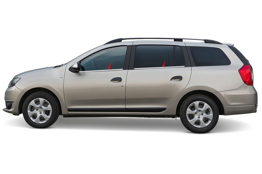 Renault Logan MCV 2013–2022 Raamomlijsting (4-delig, RVS) OmsaLine - Italiaans roestvrij staal Image