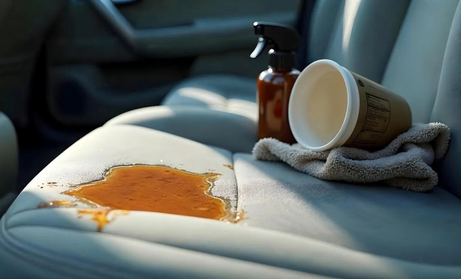 Wat te doen als je koffie morst op je autostoel?