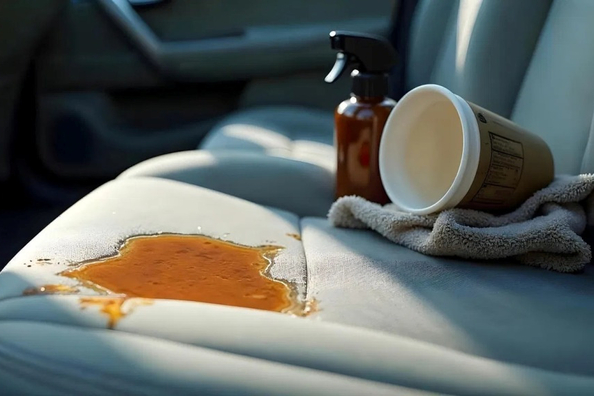 Wat te doen als je koffie morst op je autostoel?