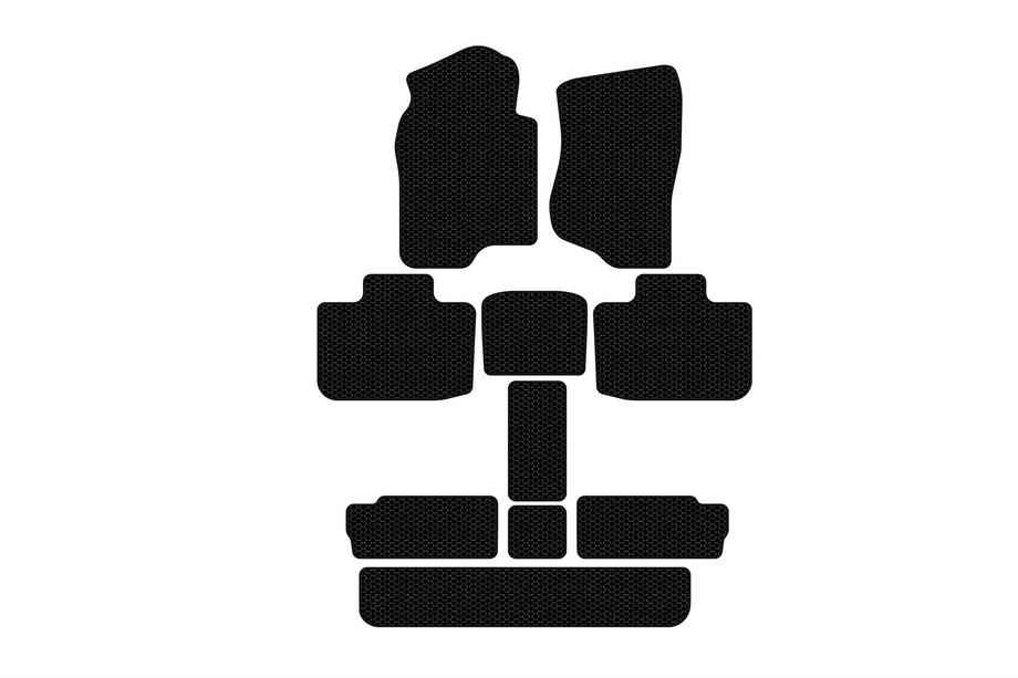 Cadillac Escalade 2007–2014 Carsuit rubberen vloermatten voor interieur (3 rijen, zwart) Image