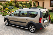 Renault Logan MCV 2005–2013 Side steps Tayga Grey (set van 2, aluminium) foto 1