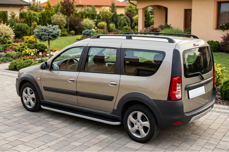 Renault Logan MCV 2005–2013 Side steps Tayga Grey (set van 2, aluminium) Image