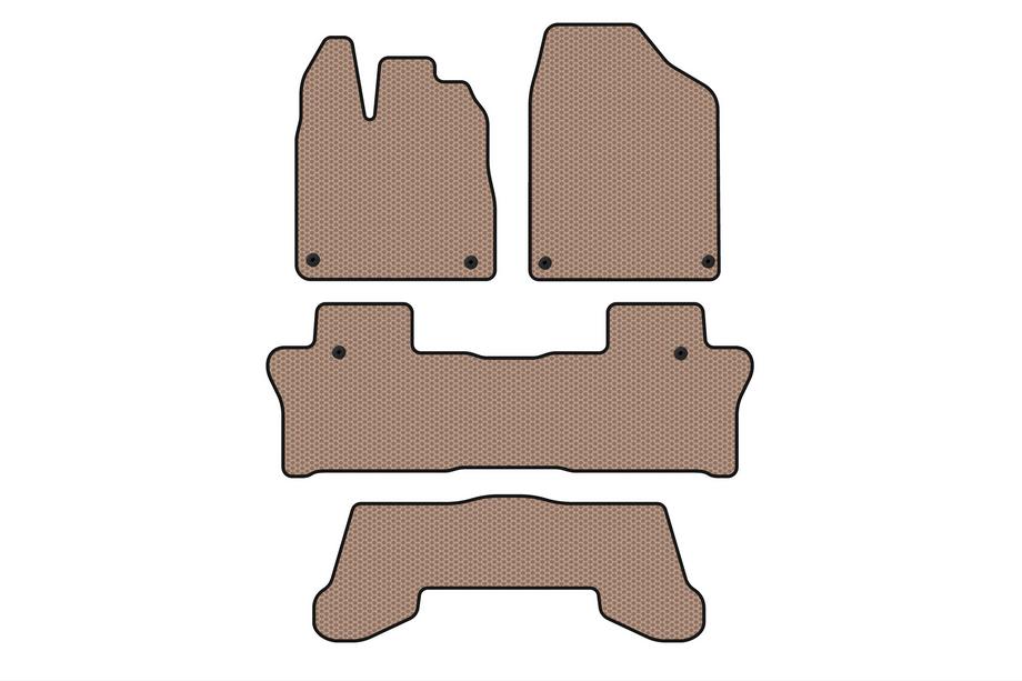Honda Pilot 2015–2022 Carsuit rubberen automatten voor het interieur (3 rijen, beige) Image