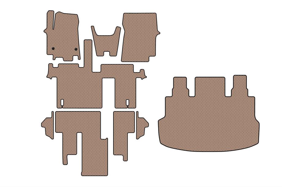 Hyundai Staria 2021– Rubberen automatten Carsuit (complete set voor interieur, 1+1,5/9-zits, beige) Image