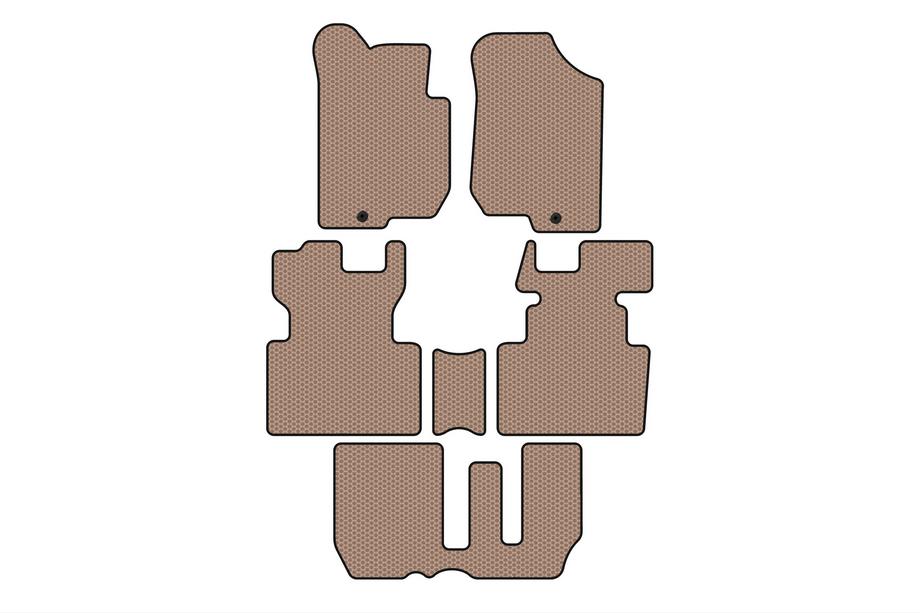 Kia Carens 1999–2012 Rubberen automatten Carsuit (2006-2012, 3 rijen, 7-zits, beige) Image