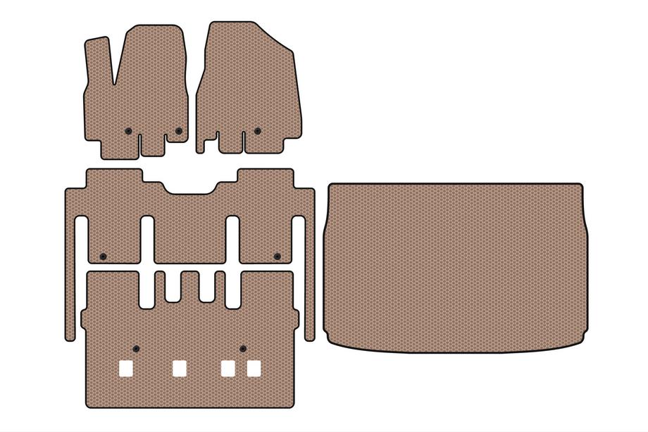 Kia Sedona 2014–2020 Carsuit rubberen automatten (volledige set, 8-zits, beige) Image