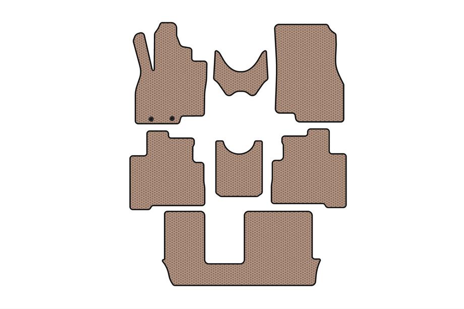 Mitsubishi Grandis 2003–2011 Carsuit rubberen automatten voor het interieur (3 rijen, beige) Image