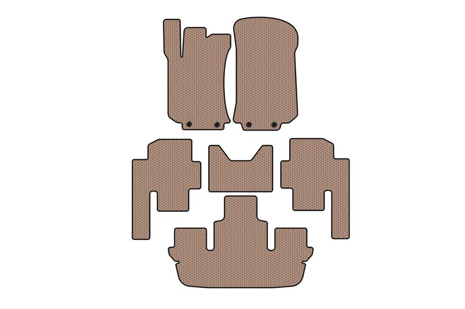 Mercedes R-klasse W251 2005–2017 Carsuit rubberen automatten voor het interieur (3 rijen, beige) Foto 1