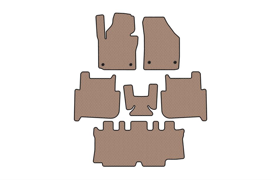 Volkswagen Touran 2003–2010 Carsuit rubber automatten (3 rijen, 2006-2010, 7-zits, beige) Image