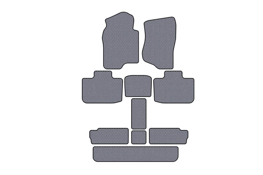 Cadillac Escalade 2007–2014 Rubberen automatten Carsuit (3 rijen, grijs) Foto 1