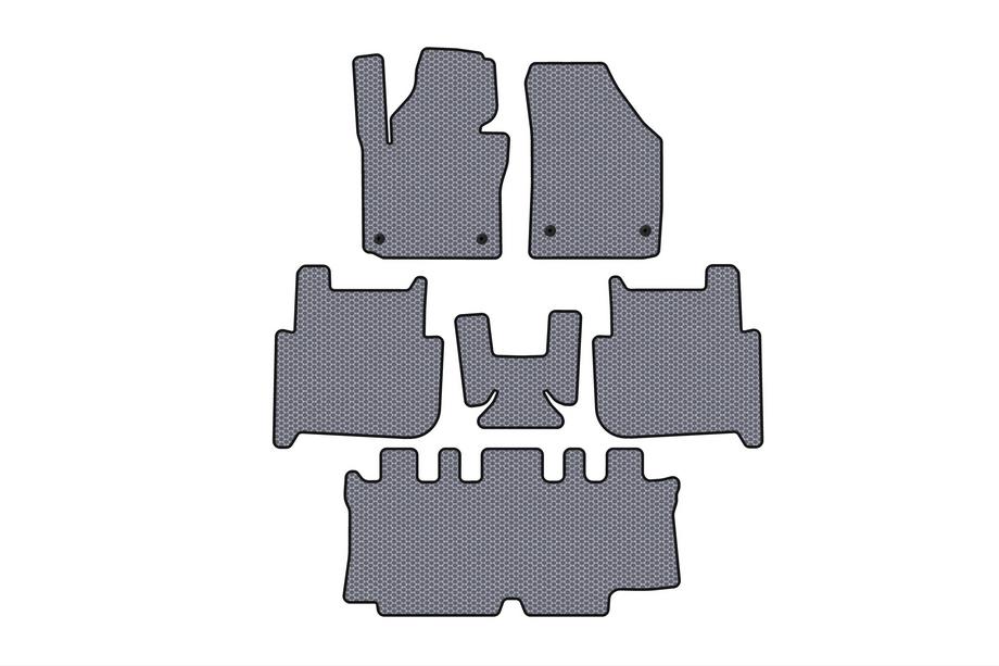 Volkswagen Touran 2003–2010 Rubberen automatten Carsuit (3 rijen, 2006-2010, 7-zits, grijs) Image