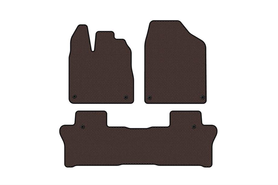 Honda Pilot 2015–2022 Carsuit rubber automatten voor het interieur (2 rijen, bruin) Foto 1